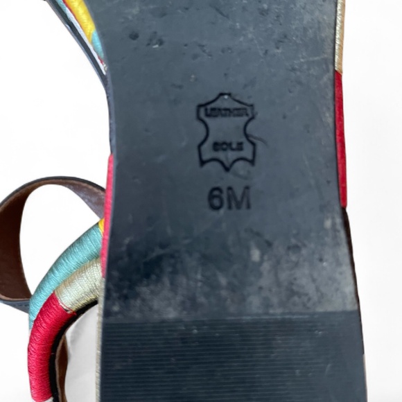 Tory Burch Leather Camilla Embroidered Platform Ankle Strap Sandals Size 6 - Picture 8 of 8